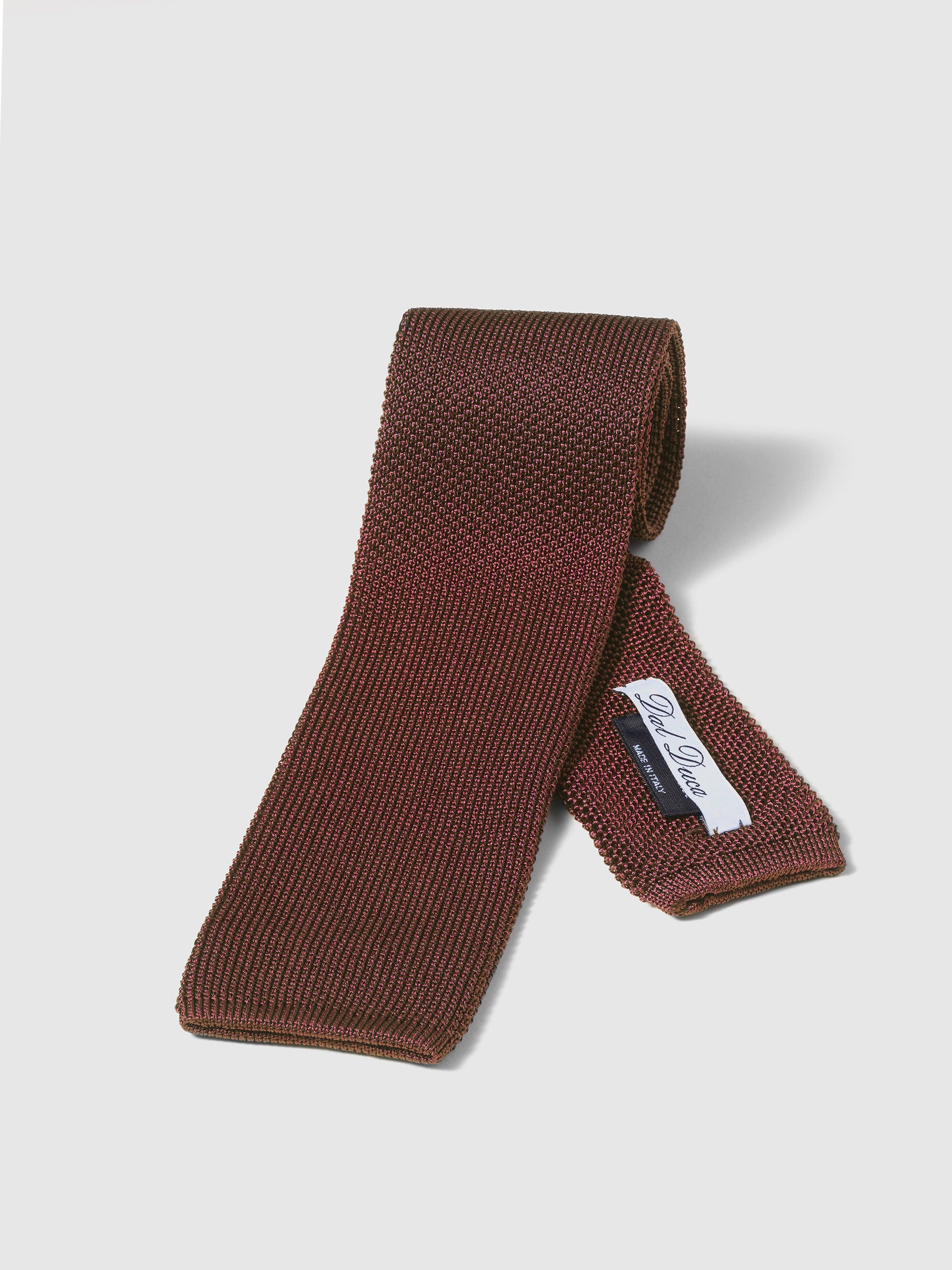 Chestnut Knitted Flat Tie 100% Silk